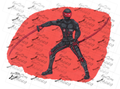 Robot Warrior original artwork poster by Kaia Stone Artistry